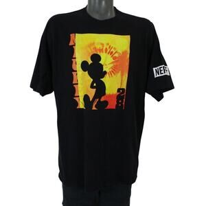 Neff x Disney Mickey Mouse Sunset Big Print Black T-Shirt Mens XXL